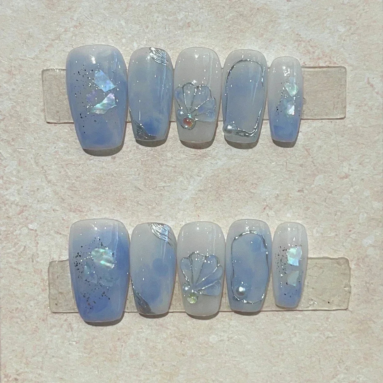 Aiertu 10Pcs Cat Eye Handmade Press On Nails with Gradient Design False Nails Full Cover French Ballerina Wearable Artificial Nail Tips Aiertu