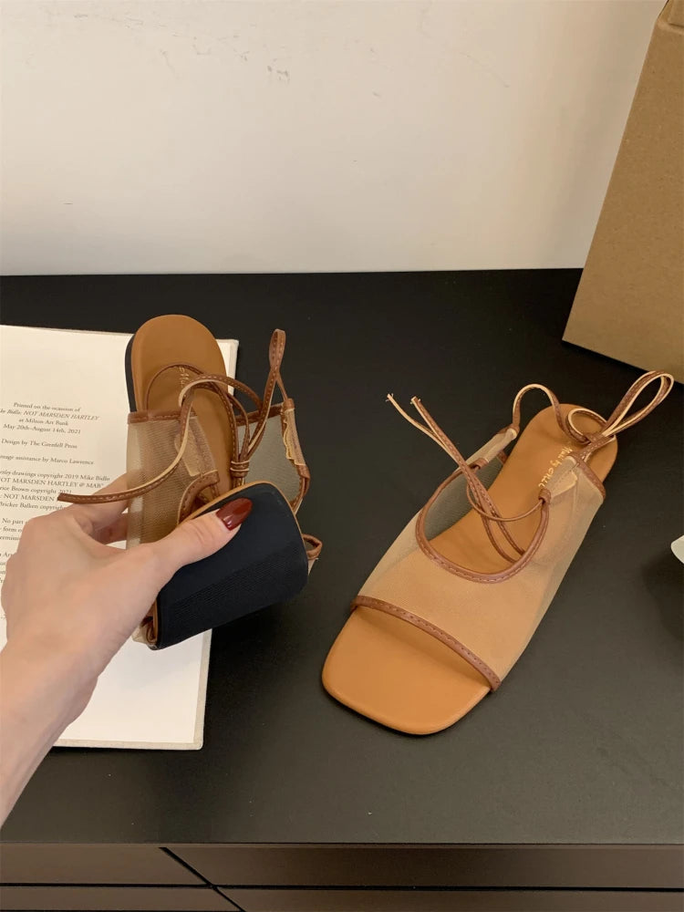 Aiertu  -   Square Toe Women Flat Sandals Casual Loafers Shoes Woman Slippers Slingback 2025 Trend Summer Dress Designer Comfort Sandalias Aiertu