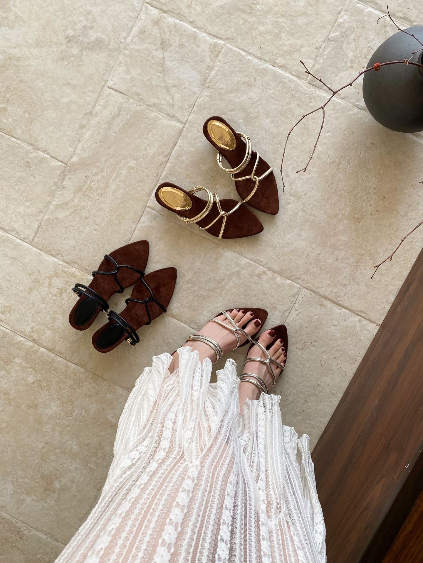 Aiertu  Low Shoes Rome Hoof Heels PU Fabric Rubber Low Shoes Hoof Heels Fabric PU Rubber Aiertu