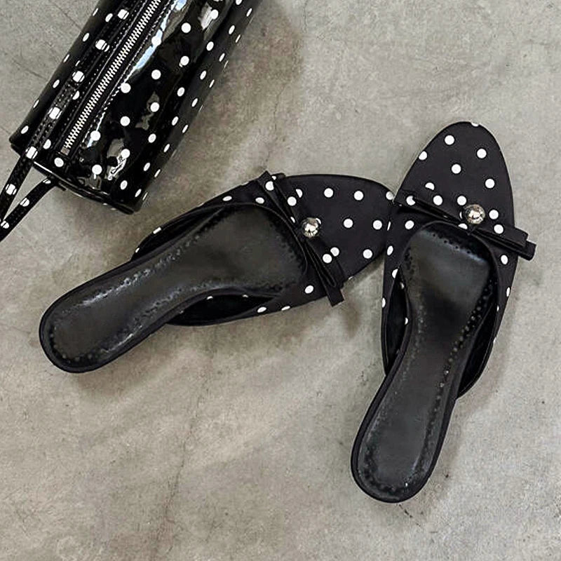 Aiertu  -   New Summer Thin Low Heels Slippers Women Fashion Butterfly-knot Open Toe Sandals Female Slides Shoes Aiertu