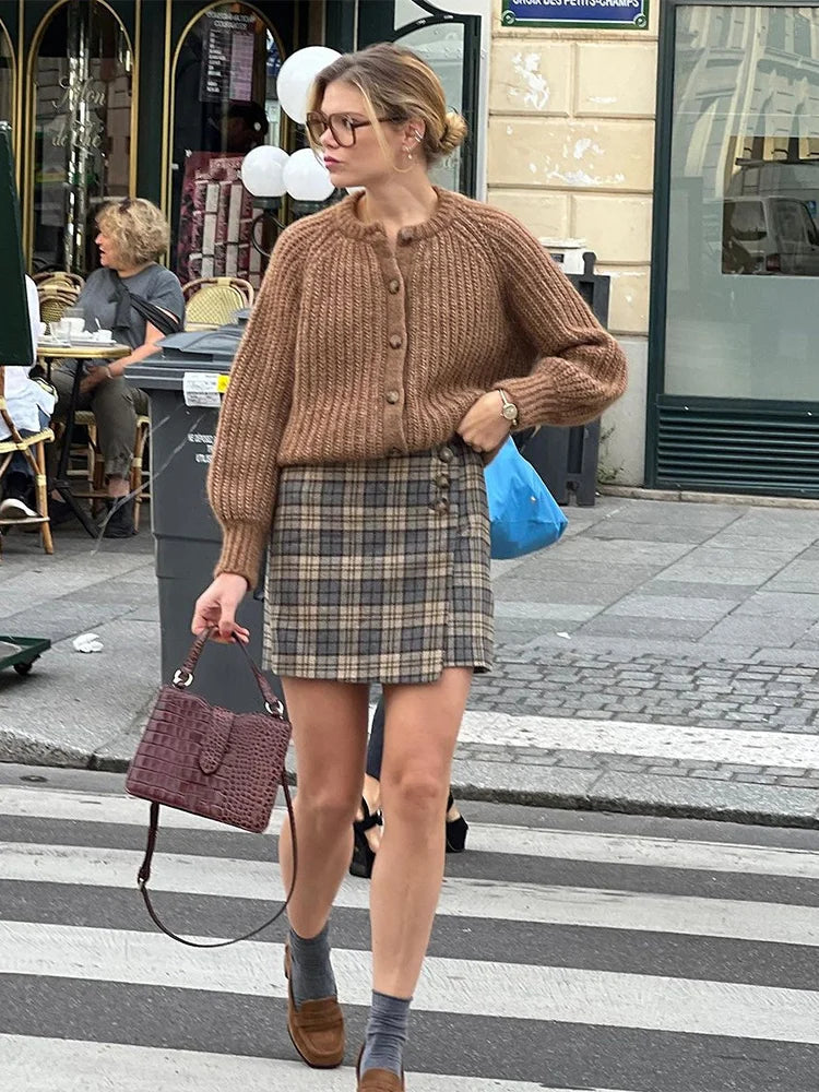 Aiertu  -  Solid All-match Sweater For Women 2023 Autumn Winter New Long Sleeve O-neck Single-breasted Cardigan Casual Fashion Female Coat Aiertu