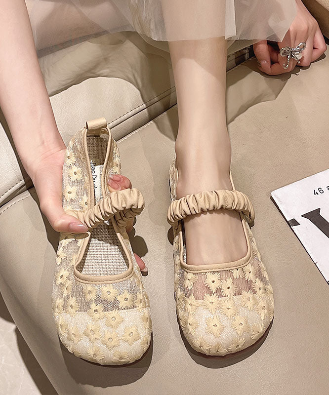 Aiertu  Blue Walking Sandals Women Tulle Embroidery Buckle Strap Splicing Aiertu