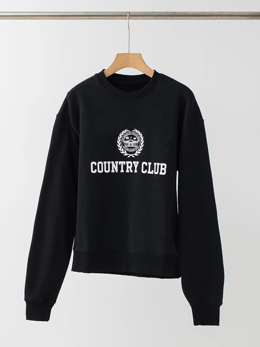 Aiertu  -   New York Letter Print Sweatshirt Women Classic O Neck Long Sleeve Pullover Autumn Casual Vintage Sporty Rich Sweatshirt 2026 New Aiertu