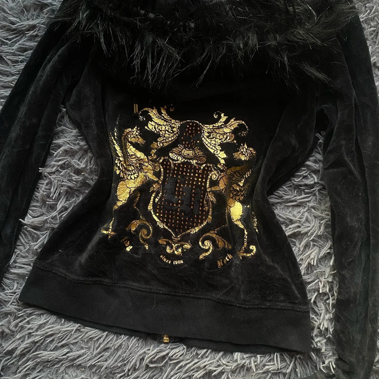 Aiertu  -  Winter Simple Plush Hooded Jacket for Women Y2k Harajuku Retro Long-sleeved Goth plus Velvet Warm Slim Zipper Cardigan Jacket Aiertu