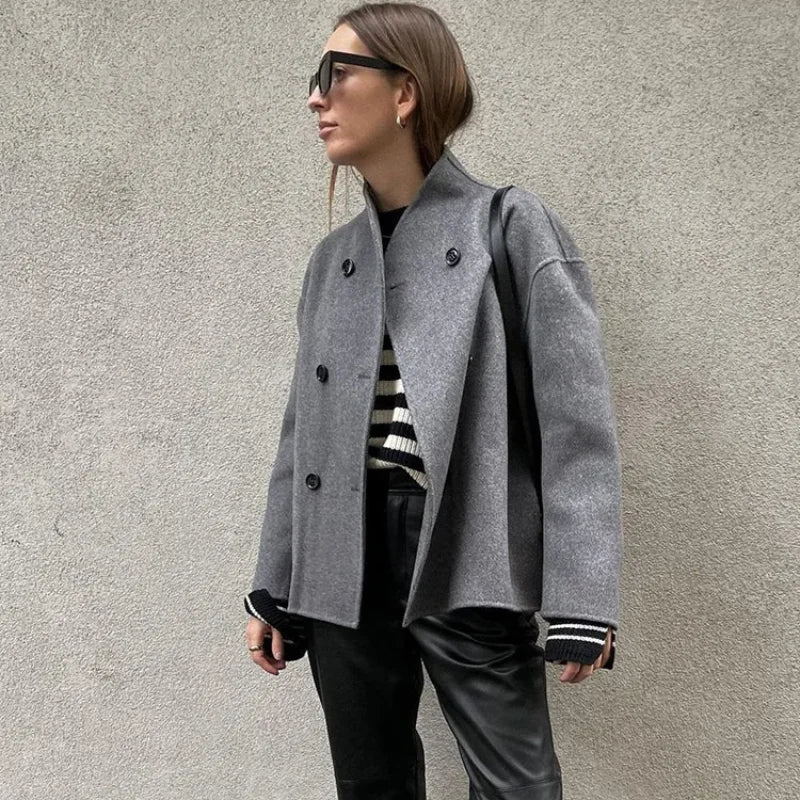 Aiertu  -  Casual Lapel Cotton Coats Women Loose Double Breasted Long Sleeve Jackets 2026 Autumn Winter New Female Chic Street Tops Outwear Aiertu