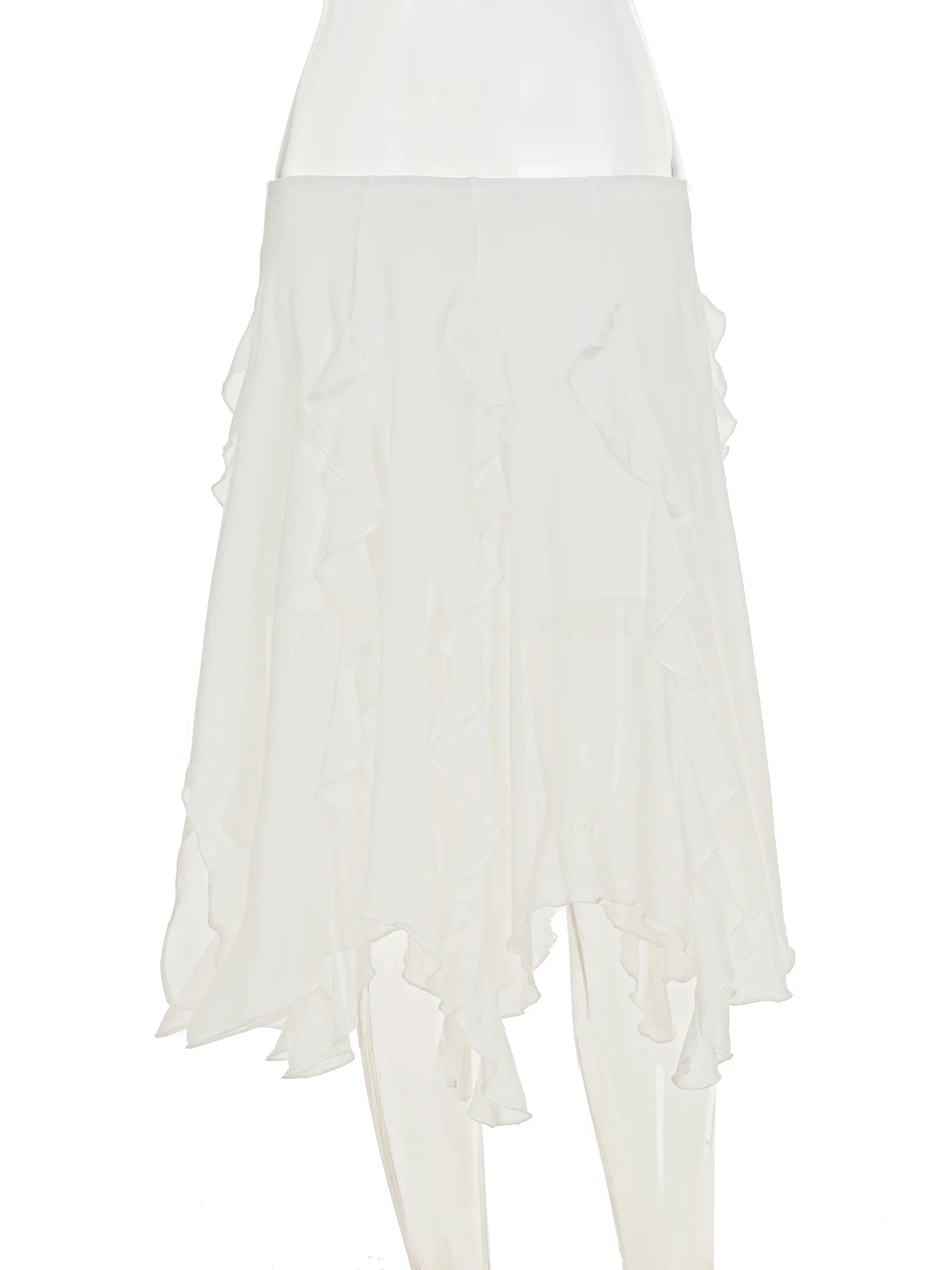 Aiertu    -  Casual Asymmetrical Mesh Skirts Holiday Beach Style Low-Waisted Midi Skirts Women 2025 Summer Fashion Streetwear Ladies Aiertu
