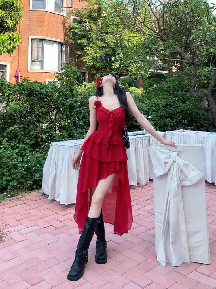 Aiertu Red Ruffle Midi Dress Outfit Ideas Aiertu