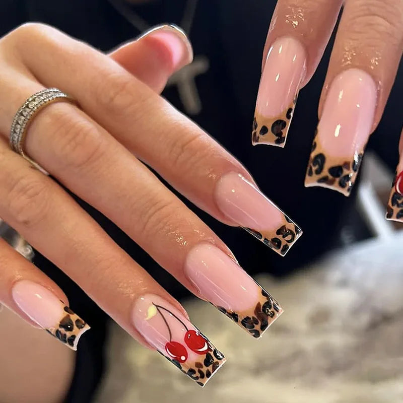 Aiertu Pink French Style Fake Nails 3D Bowknot Designs Short Square Press on Nails Sweet Korean Fashion False Nails for Women and Girls Aiertu