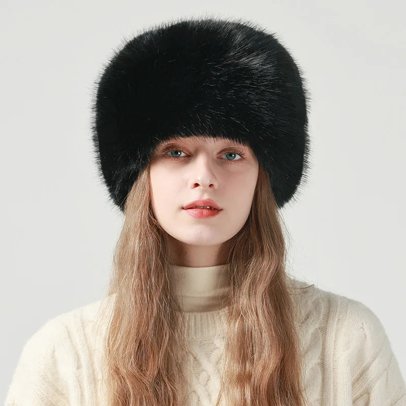 Aiertu  -   Mink Bucket Hat for Women Winter Fluffy Fur Warm Beanies Plush Earflap Hat Outdoor Windproof Ear Protection Skiing Cap Aiertu