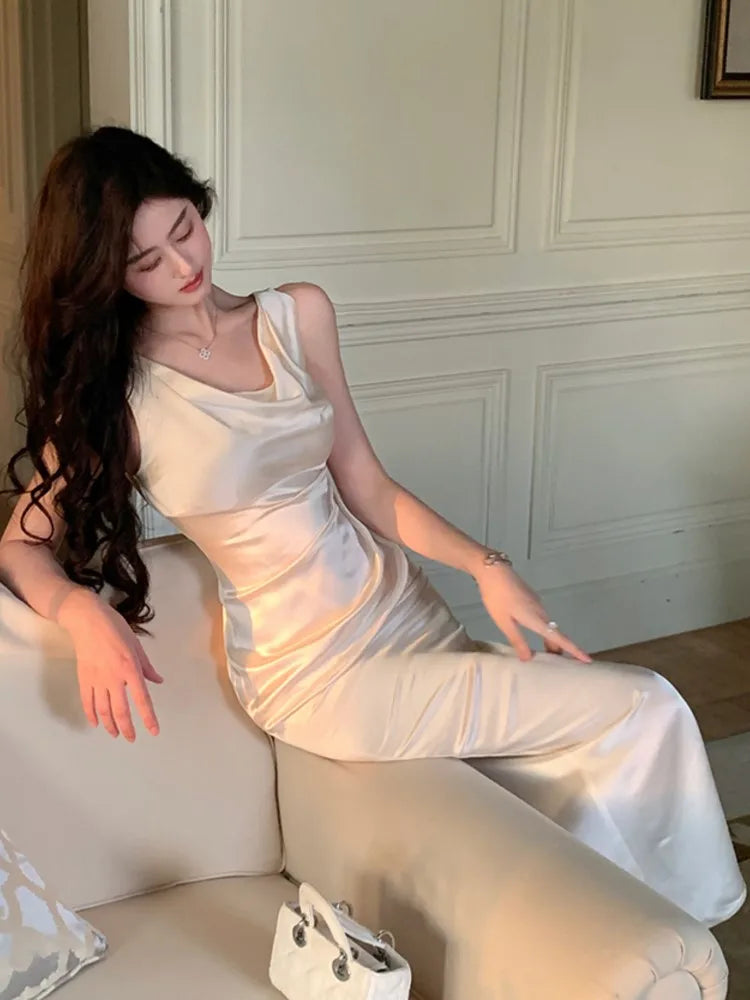 Aiertu  -  Women's Evening Dresses Elegant Swinging Collar Sleeveless Bodycon Birthday Party Midi Dress Female Clothing Vestidos Aiertu