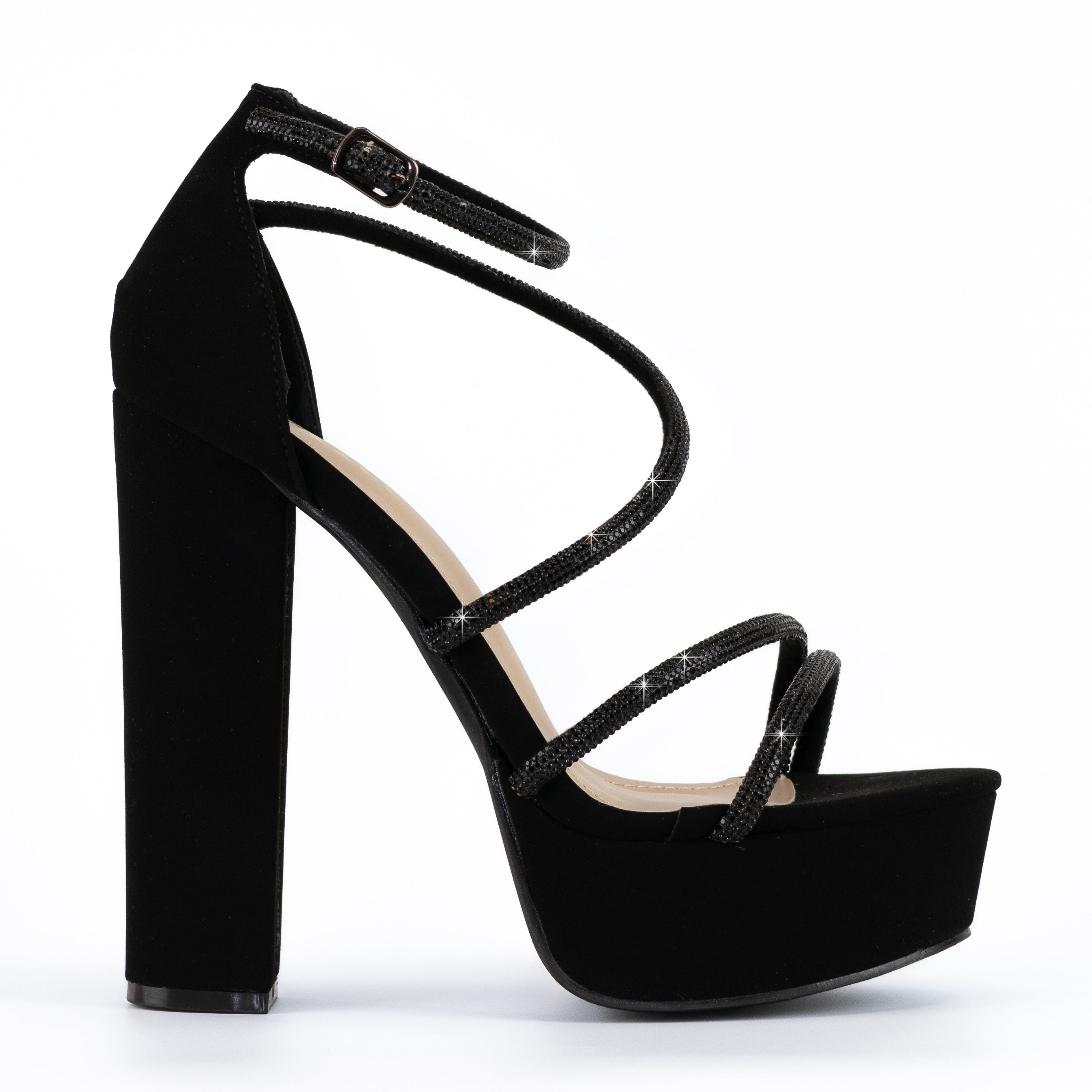 Aiertu  Posh - Embellished Platform Block Heels, Glitter Detailing Straps, Glamorous Party Footwear, Bold & Eye-Catching for Special Occasions Aiertu