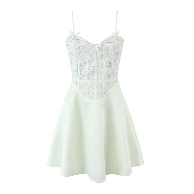 Aiertu  -  Sexy Sweet Girl Patchwork Sling Mini Dress Women A-line Mini Bow Summer Party Dresses Elegant Vestidos Aiertu