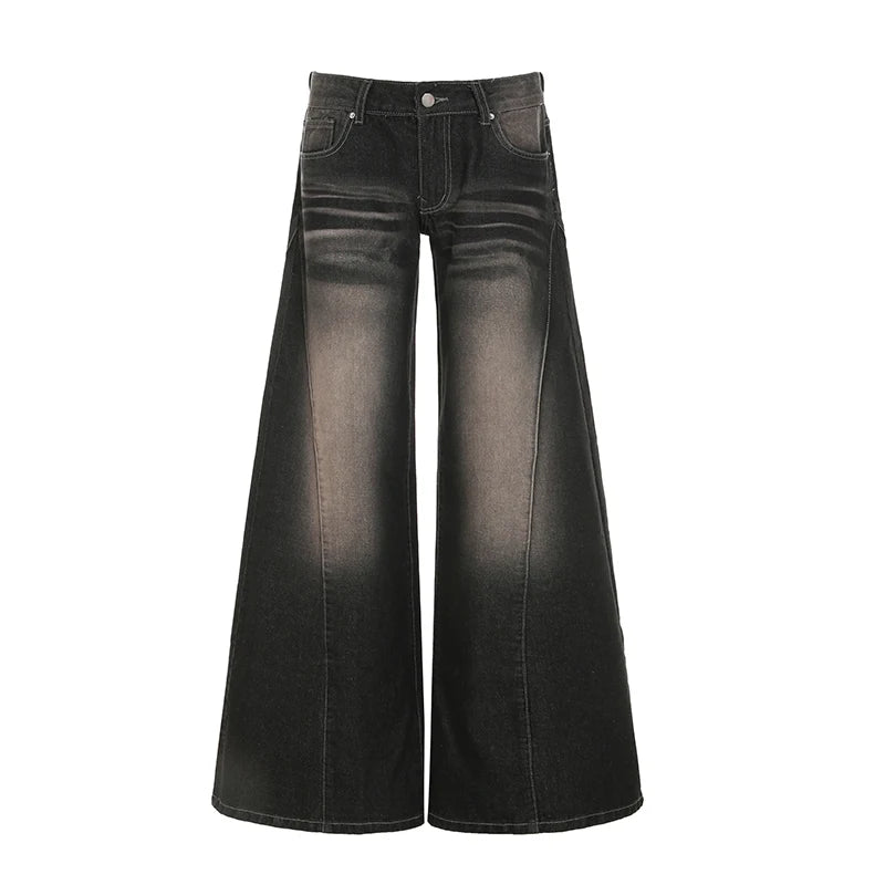 Aiertu  -  Grunge Aesthetic Y2K Baggy Jeans Women Fashion Streetwear Retro 2000s Lady A-Line Denim Wide Leg Pants Harajuku 2025 Aiertu