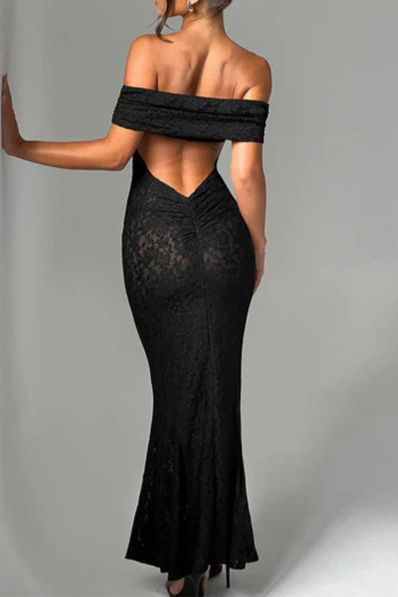 Aiertu  -  Sexy Lace Backless Fishtail Off Shoulder Long Dresses Aiertu