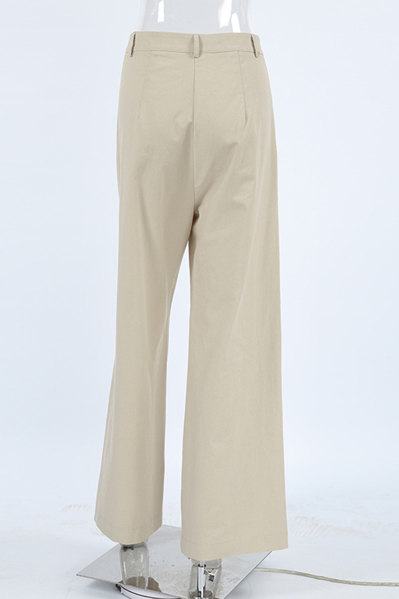 Aiertu  -Casual Pocket Buttons Loose High Waist Wide Leg Bottoms aiertu