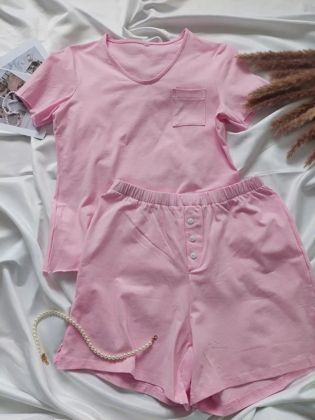 Aiertu  -  Pajamas for Women Homewear V-neck T Shirt ï¼?Shorts 2 Pieces Sets Women Outfits Girls Sleepwear Underwear Aiertu
