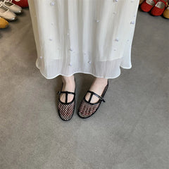 Aiertu    -  Summer Designer Cosy Mesh Heels Women Flat Shoes Fashion Round Toe Buckle Strap Casual Outdoor Dress Sandals Aiertu
