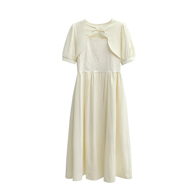 Aiertu  Summer Hot Sale Of The Season New Chinese Style Pure Color Belted Waist Gown with Button Detail Elegant Atmosphere Women's Dress Aiertu