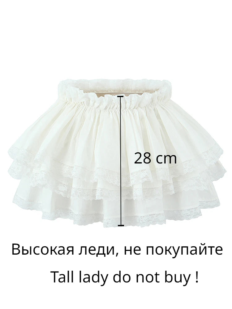 Aiertu  -  Women Skirt New Arrivals Sweet Lace Patchwork Skirt Sexy Super Short Skirts Elastic Waist Ballet Skirts Aiertu