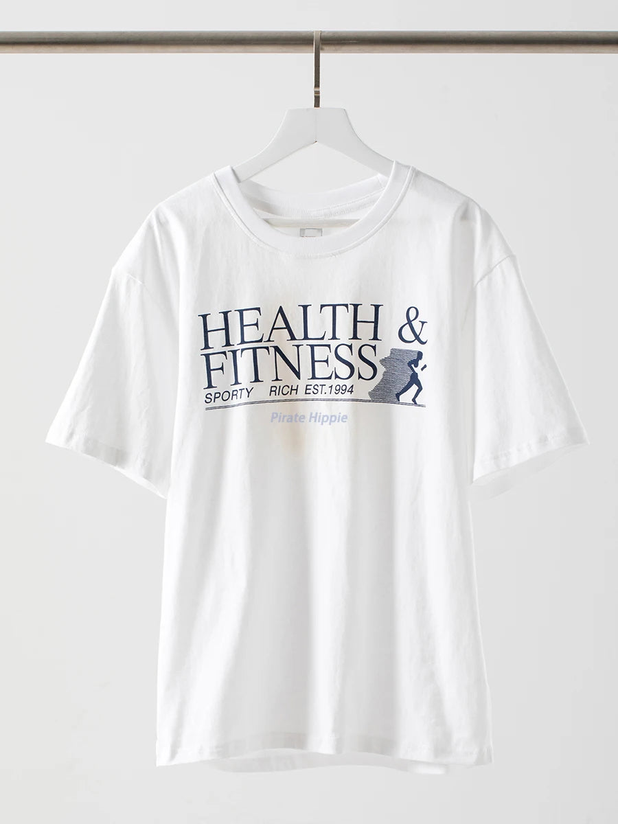 Aiertu  -   Sporty Letter Print T-shirt Women Round Neck Cotton Cozy Casual Short Sleeve Tees 2026 Summer New Classic Fashion T-shirts Aiertu