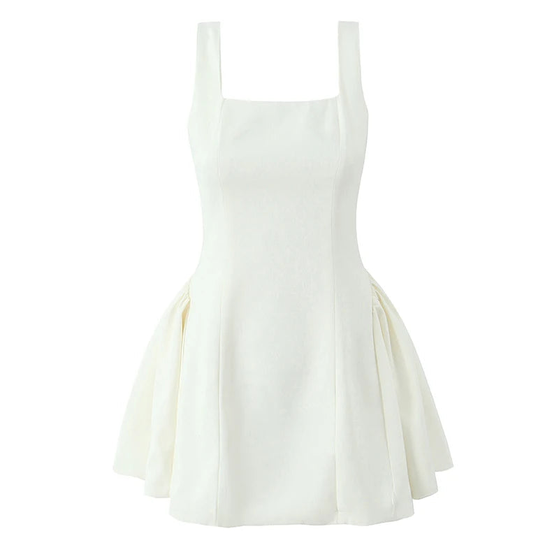 Aiertu  -  High Street Women Elegant White Party Mini Dress Sexy Backless Sleeveless Bridesmaids Robe Summer Aiertu