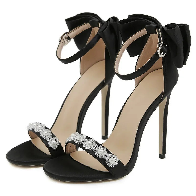 Aiertu  -  New Fashion Sexy String Bead Thin High Heels Women Sandals Buckle Strap Stripper Wedding Party Ladies Shoes Aiertu