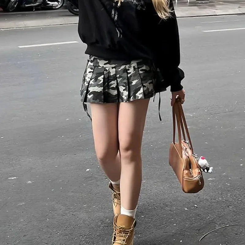 Aiertu  -  Trendy Camouflage Pleated Skirts Low Waist Mini Skirt Y2k Streetwear Summer Clothes Woman P82-CI17 Aiertu