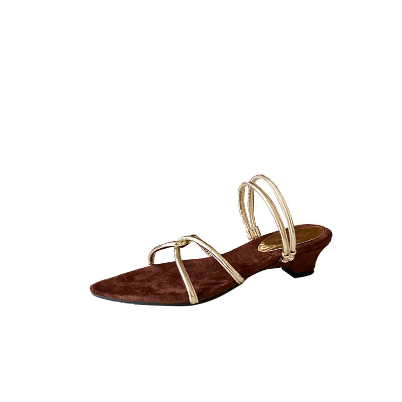 Aiertu  Low Shoes Rome Hoof Heels PU Fabric Rubber Low Shoes Hoof Heels Fabric PU Rubber Aiertu