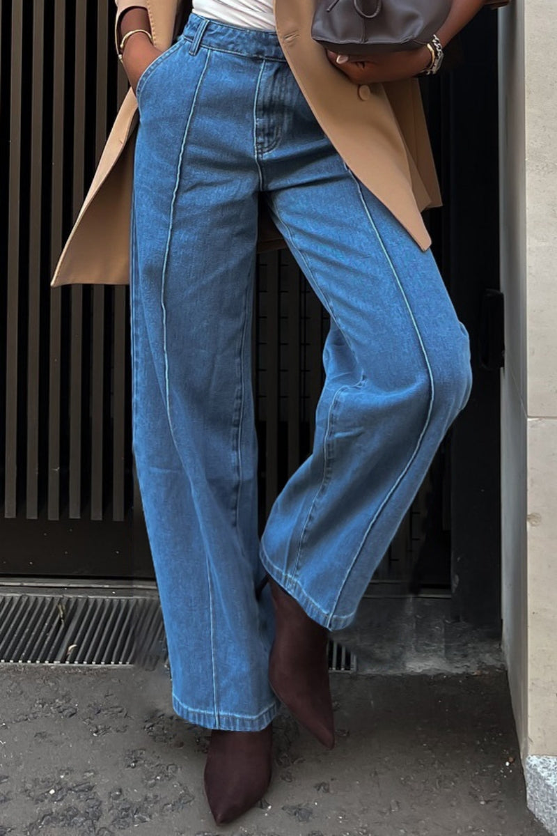 Aiertu  -Casual Basic High Waist Regular Denim Jeans aiertu