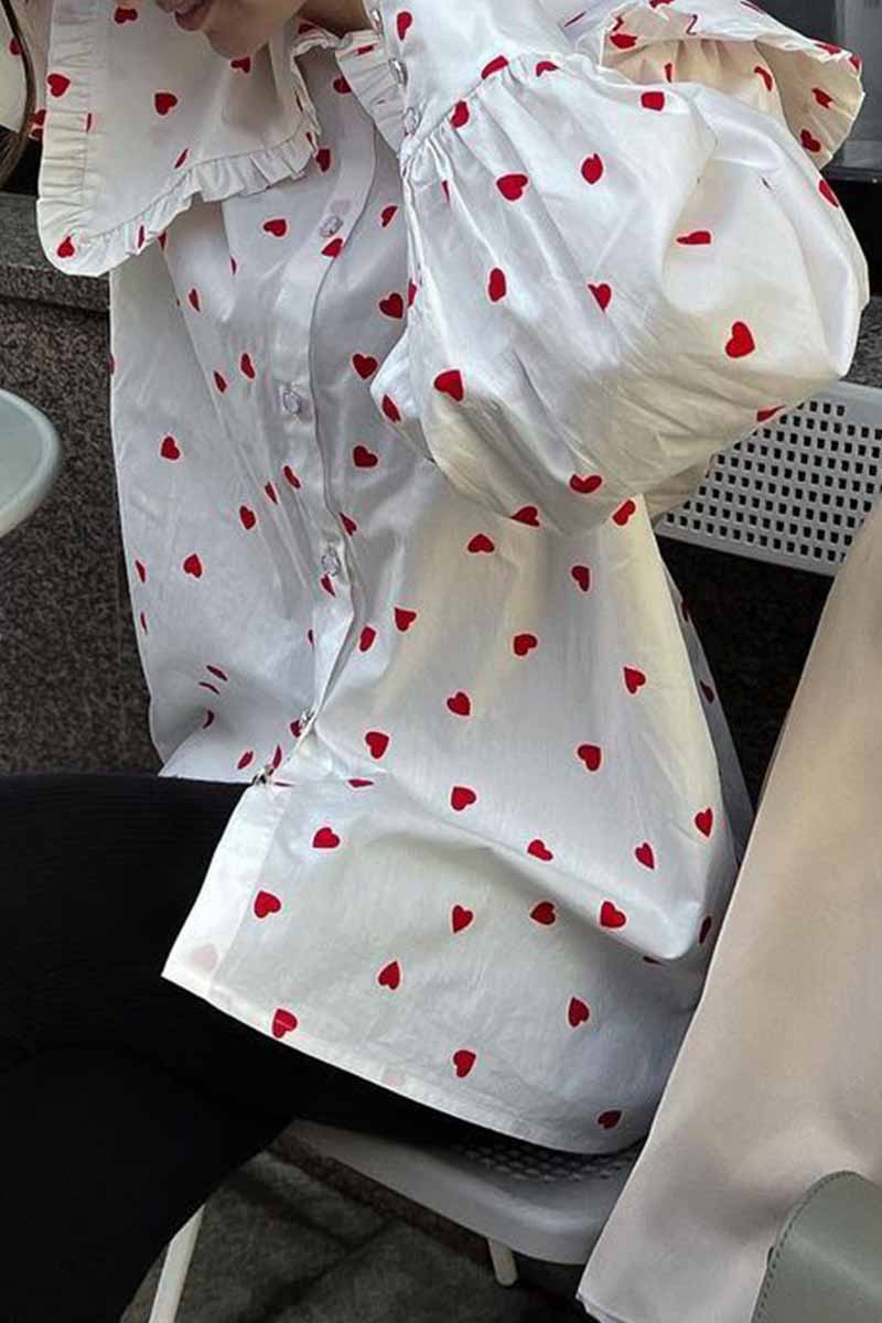 Aiertu  -  Sweet Print Patchwork Peter Pan Collar Tops Aiertu