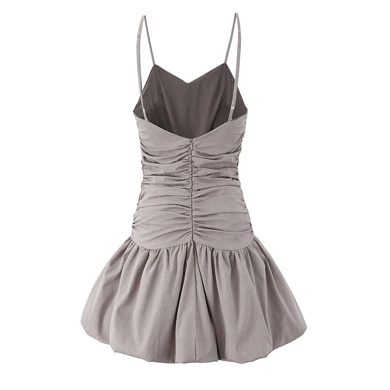 Aiertu  -  Summer 2025 Women Sexy Backless Ruched Sling Mini Dress Low Waist Fit And Flare Short Dresses  Party Robe Aiertu