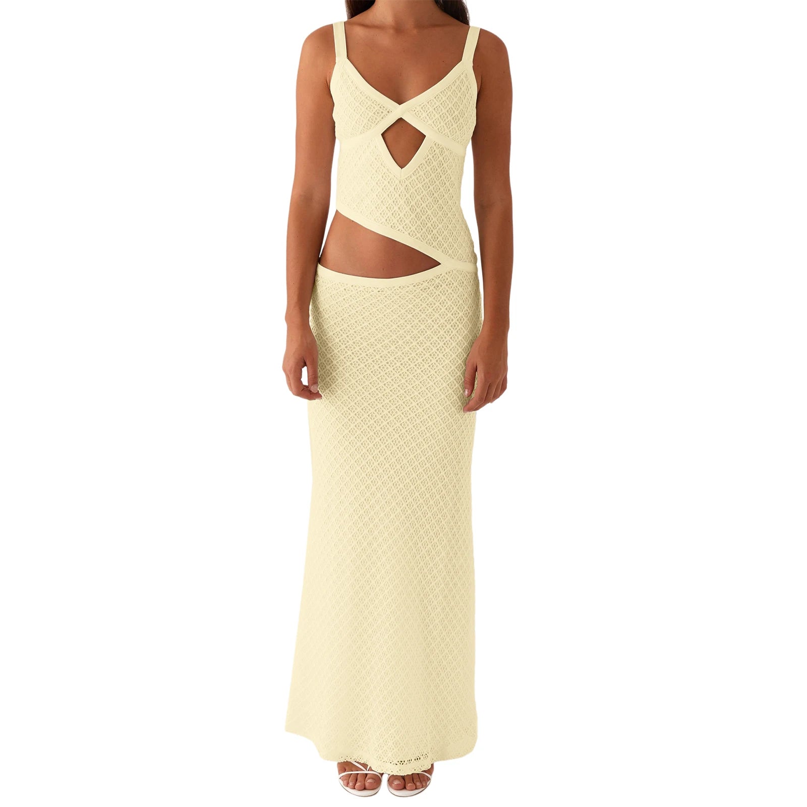 Aiertu  -  Elegant Women s Sleeveless Spaghetti Strap Bodycon Dress with Chic Hollow Out Design and  Fit Silhouette Aiertu