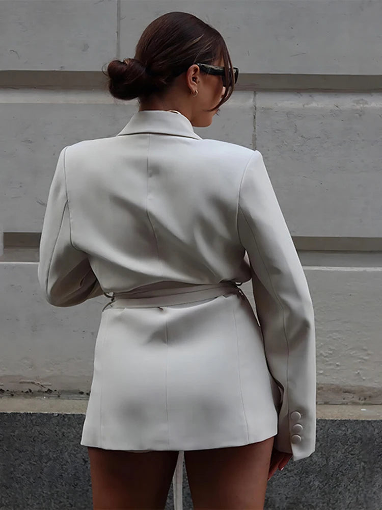 Aiertu  -  Slim Fit Double Belt Suit Jacket Patchwork Fashion Sexy Niche Design Vintage Casual Suits Dress Women Small Suit Coat Autumn New Aiertu