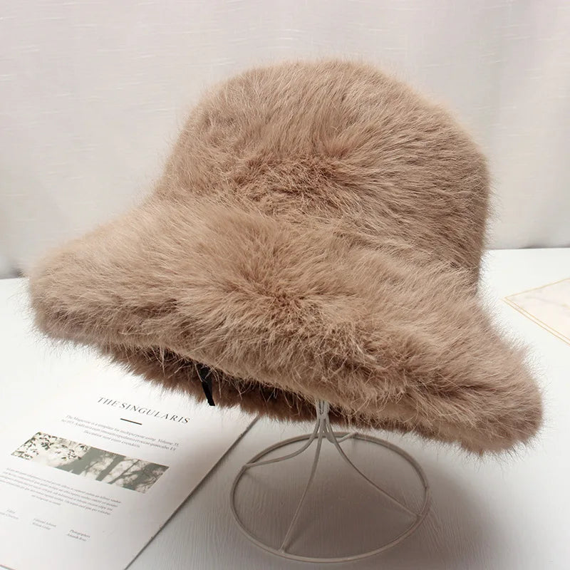 Aiertu  -  (Hat and Scarf) New Plush Hat Adult Autumn and Winter Plush Thickened Warm Hat Versatile Plush Fisherman Hat Fashion Set Aiertu