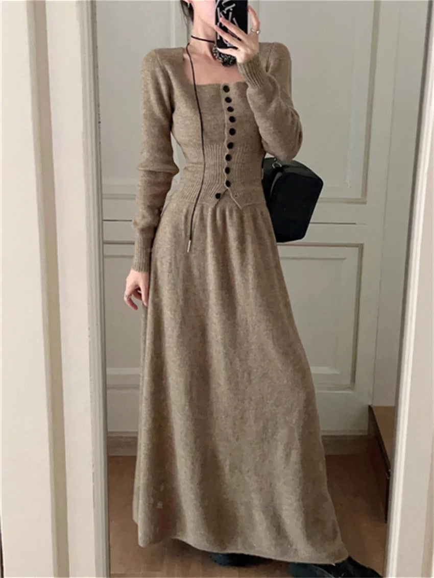 Aiertu  -  Stylish Slim Sweaters Women OL Sweet Knitted Maxi Skirts Winter Suits Elegant Hot Sale Office Lady New High Street Sets Aiertu