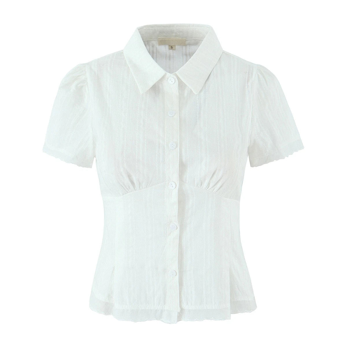 Aiertu    -  Solid Two Peice Set for Women Lapel Short Sleeve Shirt Low Waist Spliced Fungus Edge Mini Skirt Sweet Suit Female Aiertu