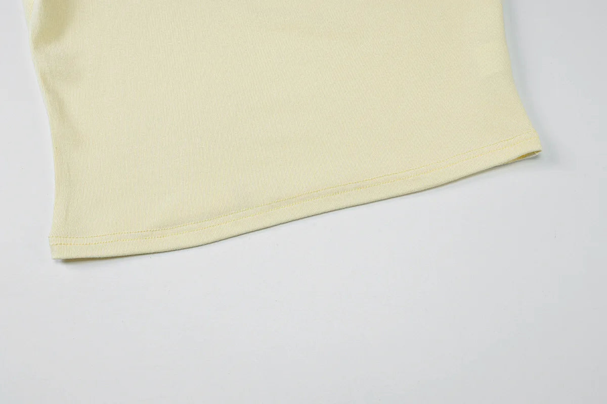 Aiertu  -  Y2K Light Yellow T-shirts for Women 2026 Summer O-neck Short Sleeve Letter Print Slim T Shirt Streetwear Girls Tees Crop Tops Aiertu