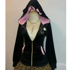 Aiertu  -  Streetwear American Harajuku Hoodie Y2K Women Hip Hop Fashion Plush Patchwork Zipper Hoodie Gothic Fashion Sportswear Sweatshirt Aiertu