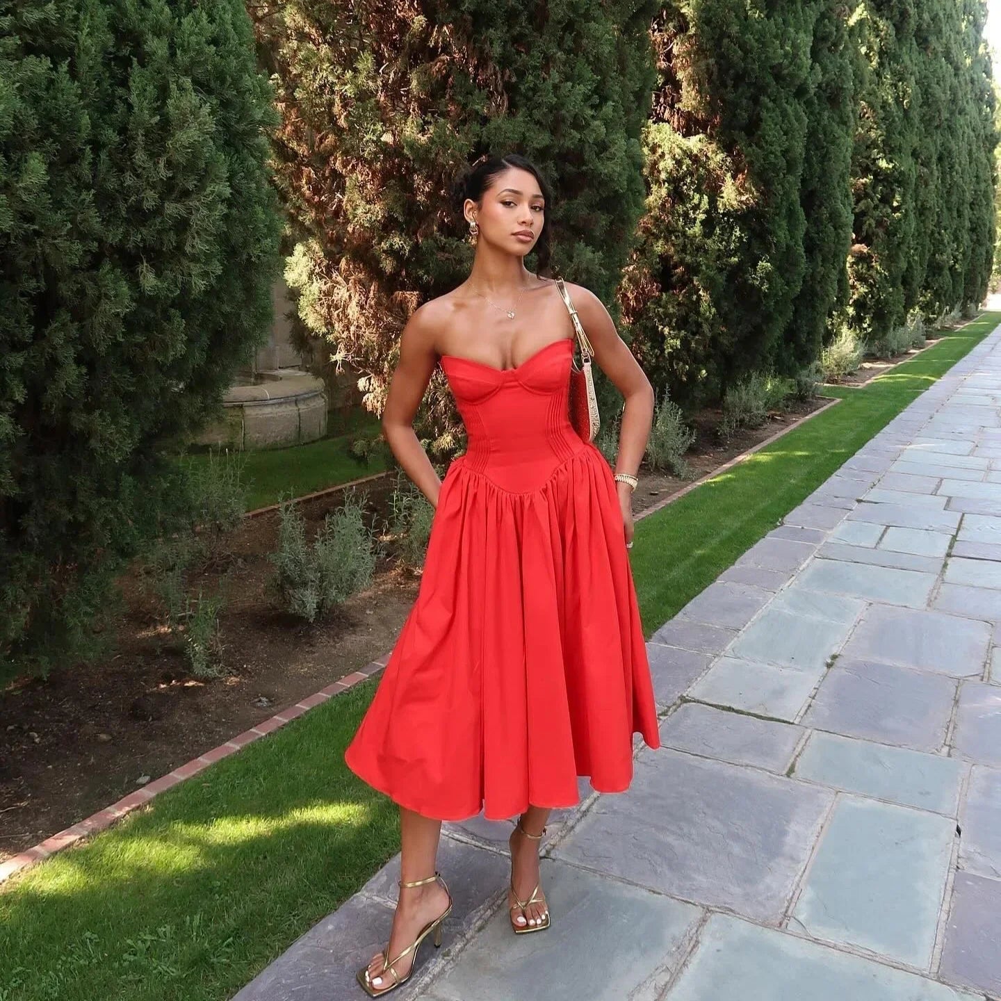 Aiertu  -  2026 Summer One-piece Dress Strapless Bodycon Dress Red Sexy Party Dresses Fashion Women's Clothing Aiertu
