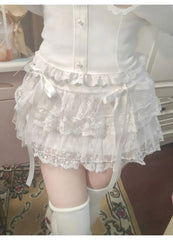 Aiertu Y2k Lace Sweet Girl Korea Summer Skirts Women Clothes White MIni Skirt High waist Loose Grunge Kawaii Cute A-line Fluffy Skirt Aiertu