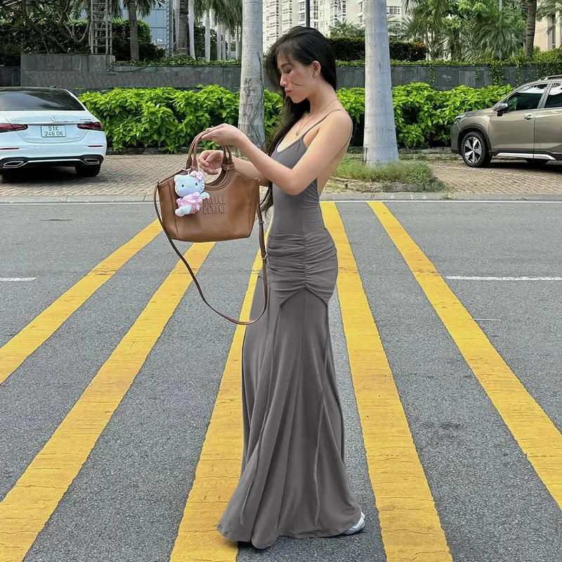 Aiertu  Women Bodycon High Waist Camisole Dress 2025 Summer Slim Sexy Backless Patchwork Sundress Vacation Beach Party Dresses Aiertu