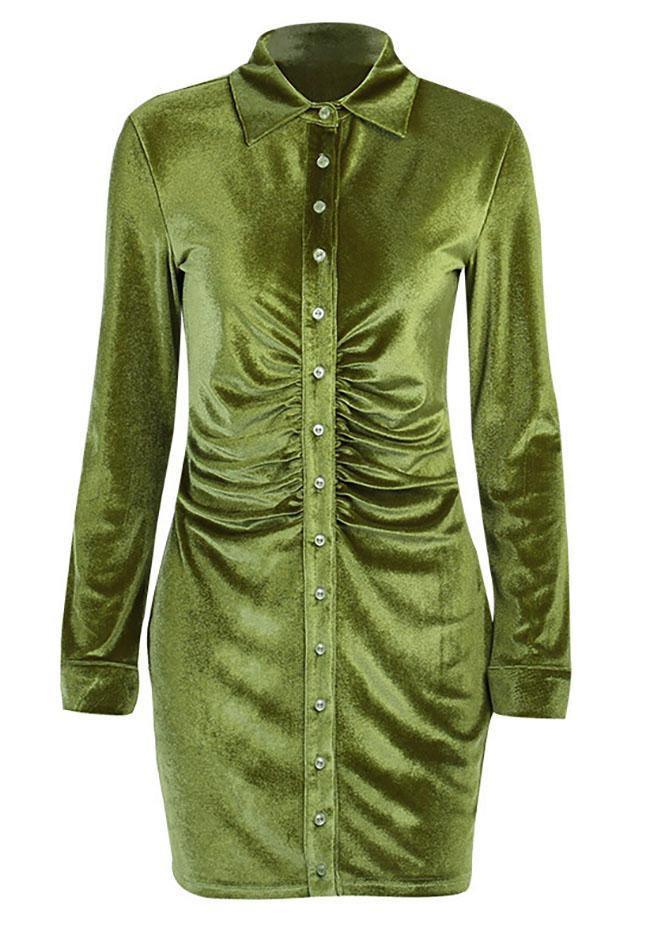 Aiertu Ruched Velvet Shirt Mini Dress Outfit Ideas Aiertu