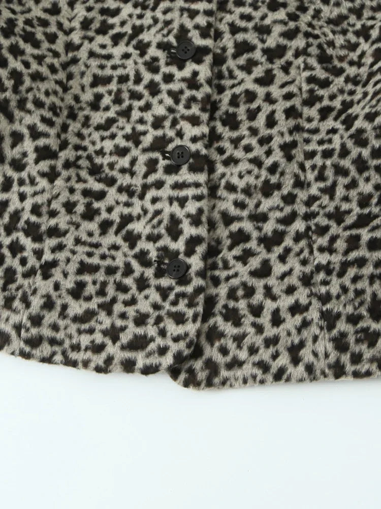 Aiertu  -  Women Fashion Printed Single Breasted Jackets Vintage O-Neck Long Sleeves Female Chic Lady Outfits Aiertu