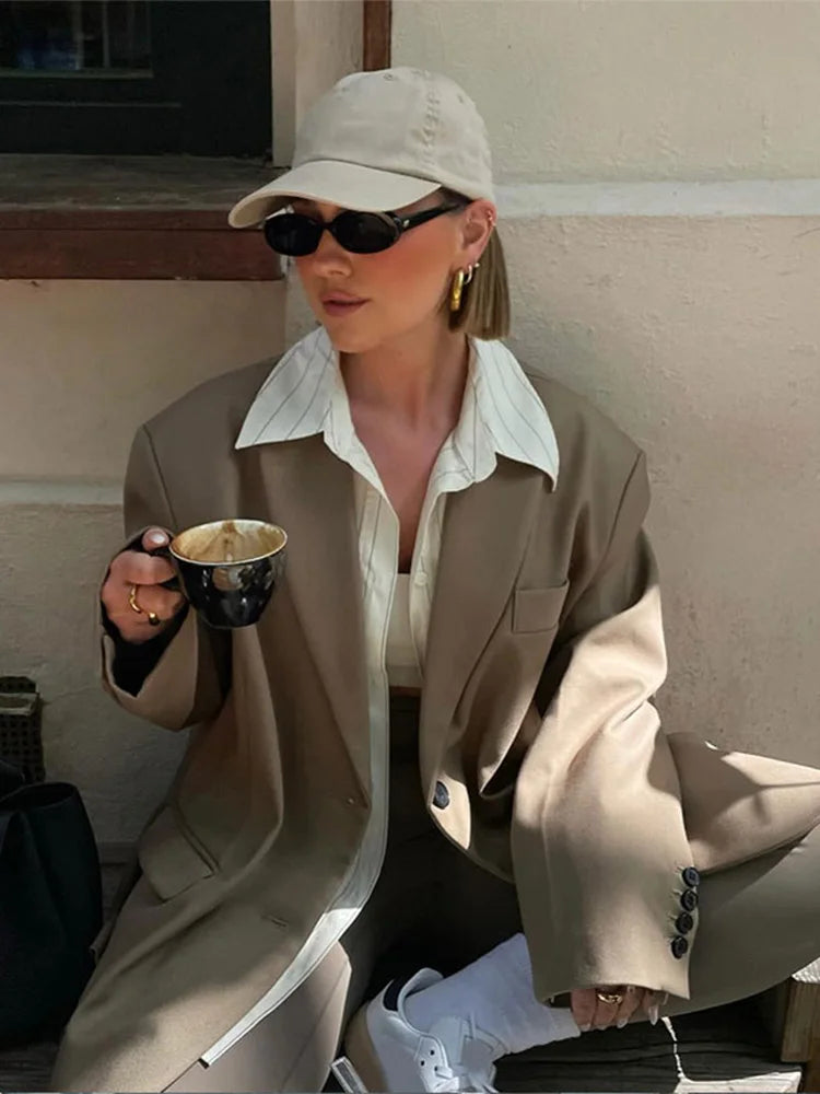 Aiertu  -  Casual Loose Solid Long Sleeve Suit Jacket Women 2026 Fashion Turn-down Collar High Street Coat 2026 Autumn Commuting Outcoat Aiertu