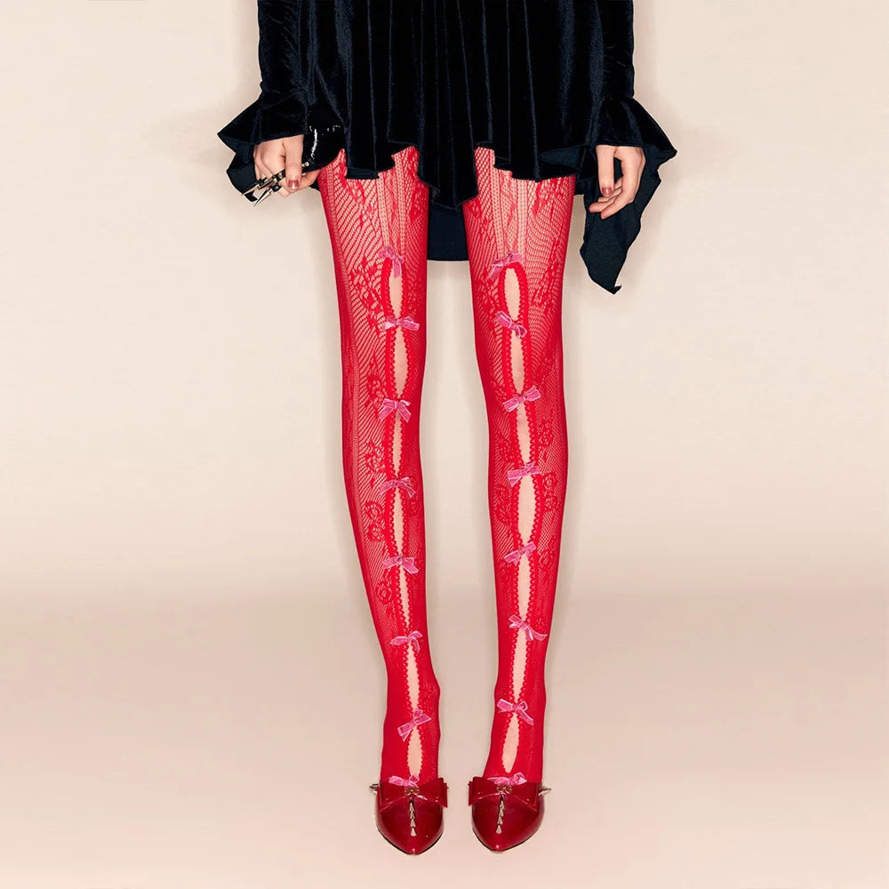 Aiertu  -  Sexy Leggings 2026 Woman Clothes High Waist Hollow Out Bowknot Slim Pants Streetwear Night Club Outfit Female Skinny Tights Aiertu