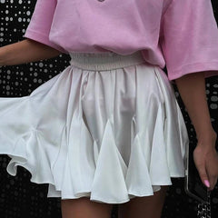 Aiertu  -  White Ruffle Mini Skirts Women's New A-line Irregular Cupcake Skirt Patchwork Elastic Waist Hot Girl Y2K Tutu Short Skirt Aiertu