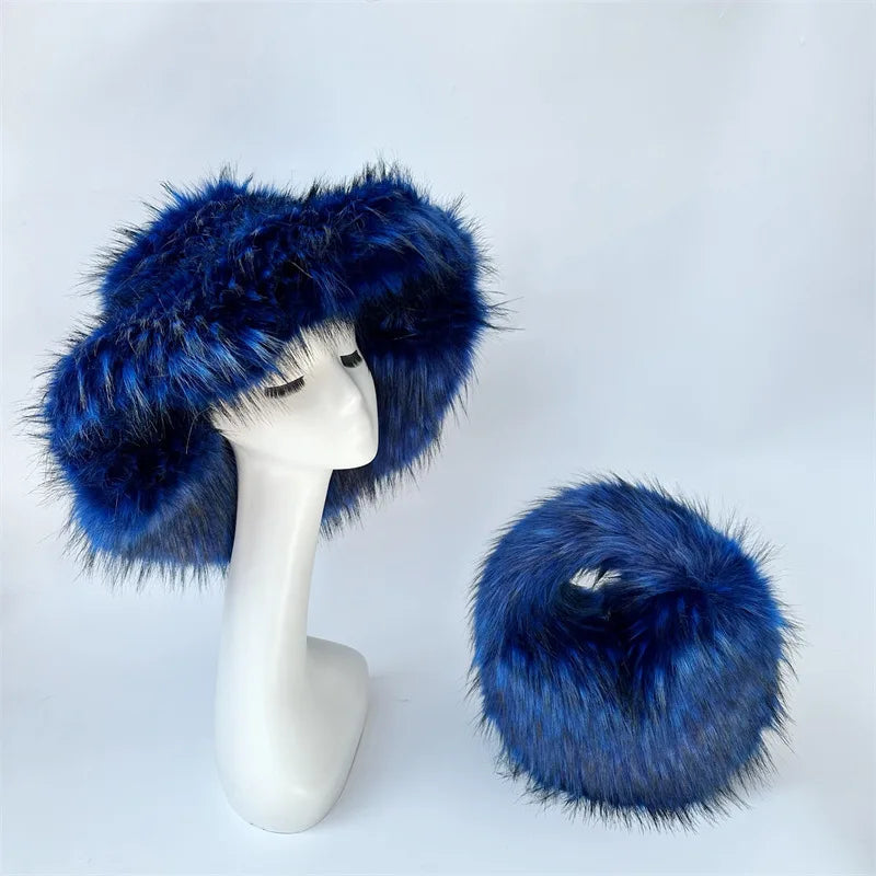 Aiertu  -  Winter Hat New Candy Color Faux Fur Y2k Warm Plush Basin Hat Unisex Bucket Hat Bob Homme Aiertu