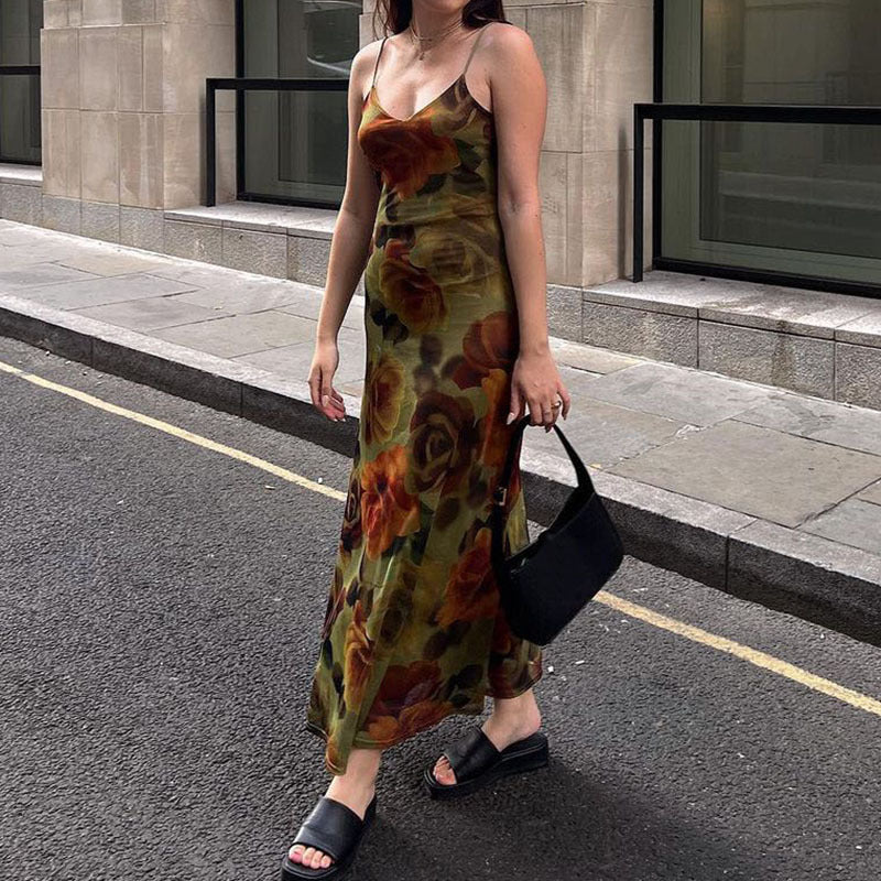Aiertu - V Neck Floral Cami Maxi Dress Aiertu