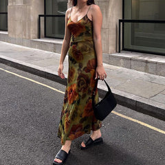 Aiertu - V Neck Floral Cami Maxi Dress Aiertu