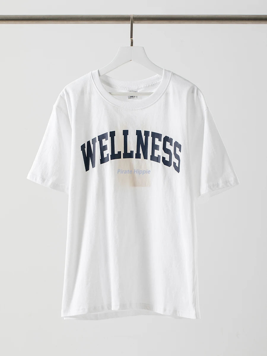 Aiertu  -   Sporty Letter Print T-shirt Women Round Neck Cotton Cozy Casual Short Sleeve Tees 2026 Summer New Classic Fashion T-shirts Aiertu